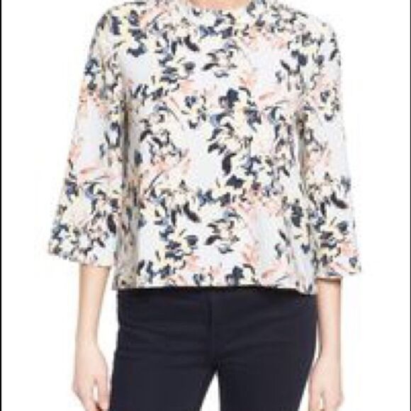 Halogen Floral Mock Neck Wide Sleeve Blouse - Picture 7 of 7